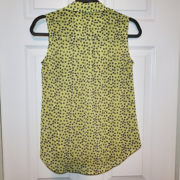 Cabi Viola Blouse #5348 Yellow Black Sheer Sleeveless Button Front Top Sz XSmall - Picture 5 of 8